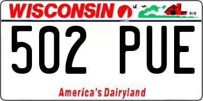 WI license plate 502PUE