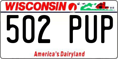 WI license plate 502PUP