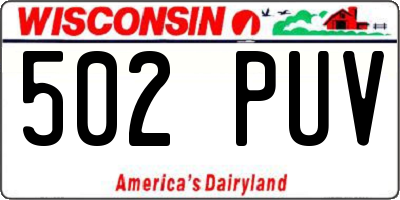 WI license plate 502PUV