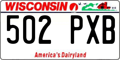 WI license plate 502PXB