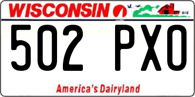 WI license plate 502PXO
