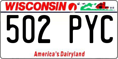 WI license plate 502PYC