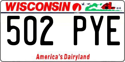 WI license plate 502PYE