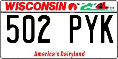 WI license plate 502PYK