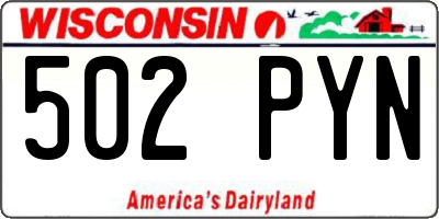 WI license plate 502PYN