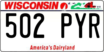 WI license plate 502PYR