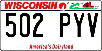 WI license plate 502PYV