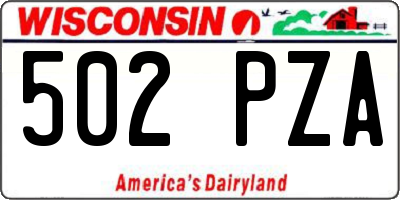 WI license plate 502PZA