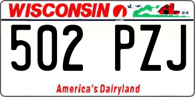 WI license plate 502PZJ