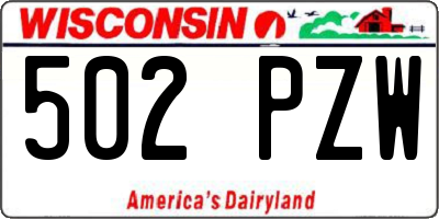 WI license plate 502PZW