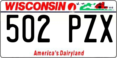 WI license plate 502PZX