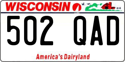 WI license plate 502QAD