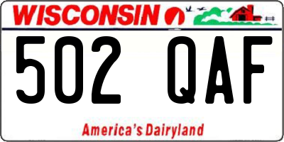 WI license plate 502QAF
