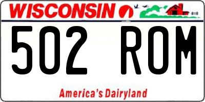 WI license plate 502ROM