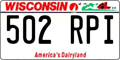 WI license plate 502RPI