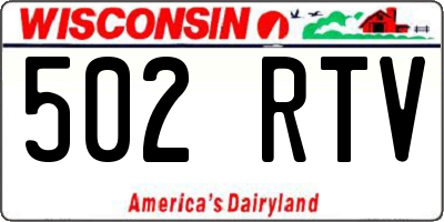 WI license plate 502RTV