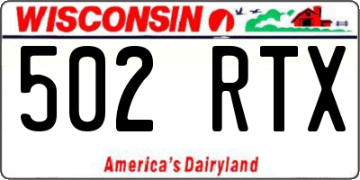 WI license plate 502RTX