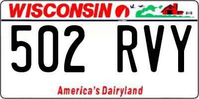 WI license plate 502RVY