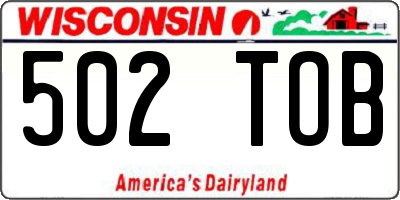 WI license plate 502TOB