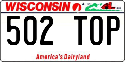WI license plate 502TOP