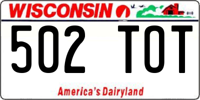 WI license plate 502TOT