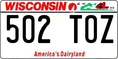 WI license plate 502TOZ