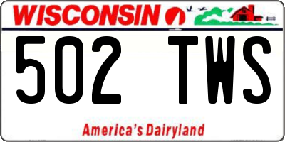 WI license plate 502TWS