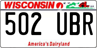 WI license plate 502UBR