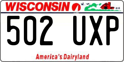WI license plate 502UXP