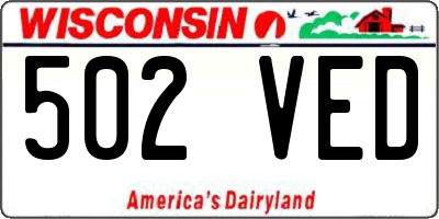 WI license plate 502VED