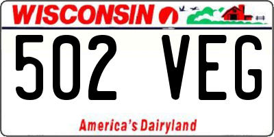 WI license plate 502VEG