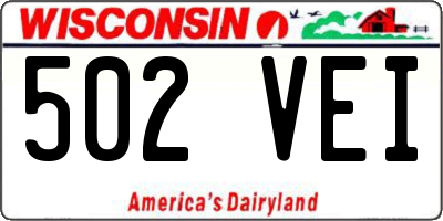 WI license plate 502VEI