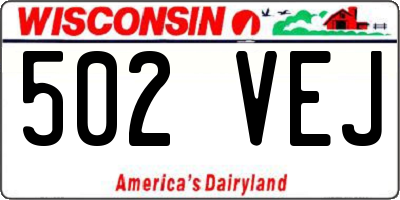 WI license plate 502VEJ