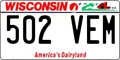 WI license plate 502VEM