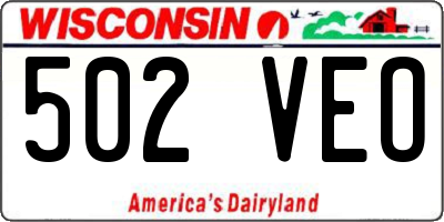 WI license plate 502VEO