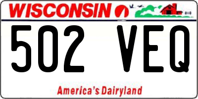 WI license plate 502VEQ