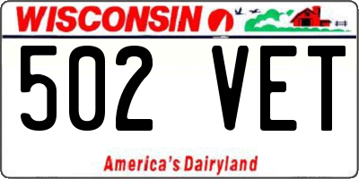 WI license plate 502VET