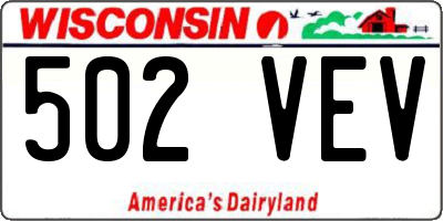 WI license plate 502VEV