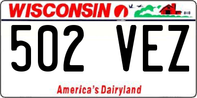 WI license plate 502VEZ