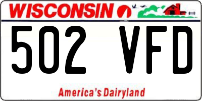 WI license plate 502VFD