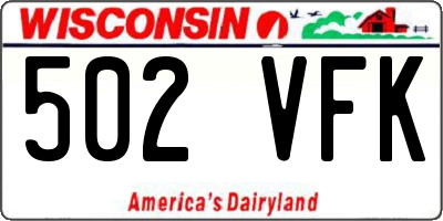 WI license plate 502VFK