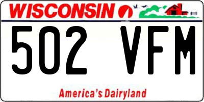 WI license plate 502VFM