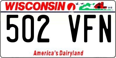 WI license plate 502VFN