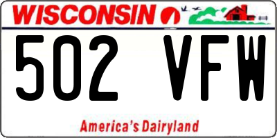 WI license plate 502VFW