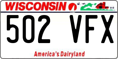 WI license plate 502VFX