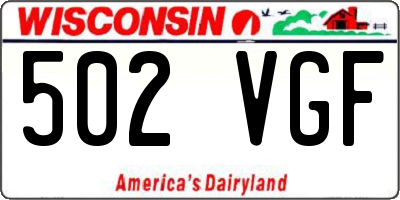 WI license plate 502VGF