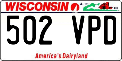 WI license plate 502VPD