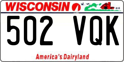 WI license plate 502VQK
