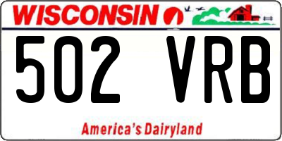 WI license plate 502VRB
