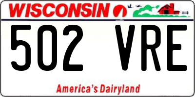 WI license plate 502VRE